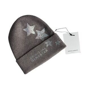 NWT Spiritual Gangster Stars Beanie Moon Rock Grey Metallic Silver RARE